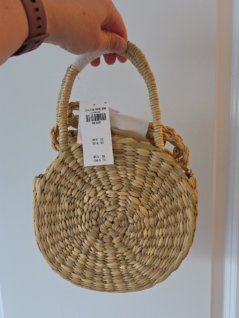 Woven Round Straw Handbag - Natural
